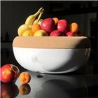 Coupe à fruits et oignons grand modèle bol de conservation plateau liège blanc Craie Emile Henry